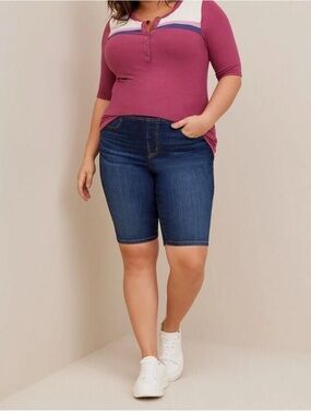 Torrid Color Block Ribbed Fitted Short Sleeve T Shirt Women's Plus Size 1